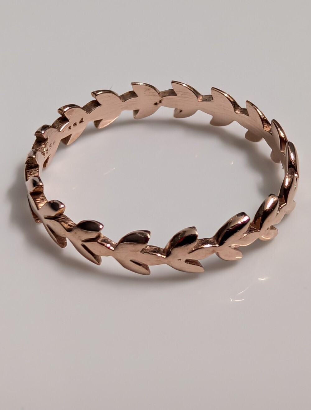 Leaf Link Ring 925 Sterling Silver Rose Gold Plated